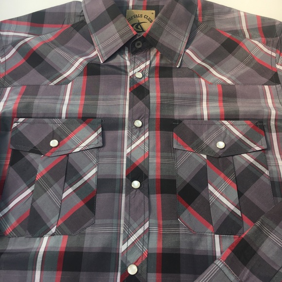 Coevals Club Button Down Mens size M Shirt Long Sleeve Pearl Snaps Western Wear - Picture 3 of 13